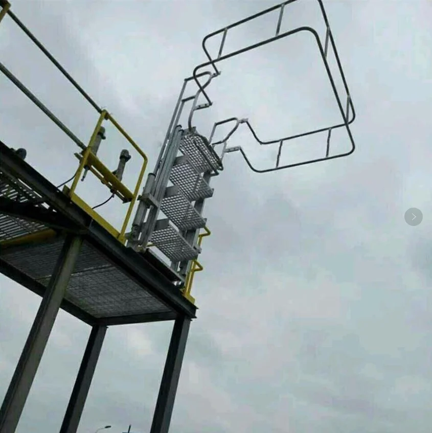 Carbon steel Rolling Handrail step folding stair on the Floating Roof Tanks  for chemical liquid and petroleum tank farm