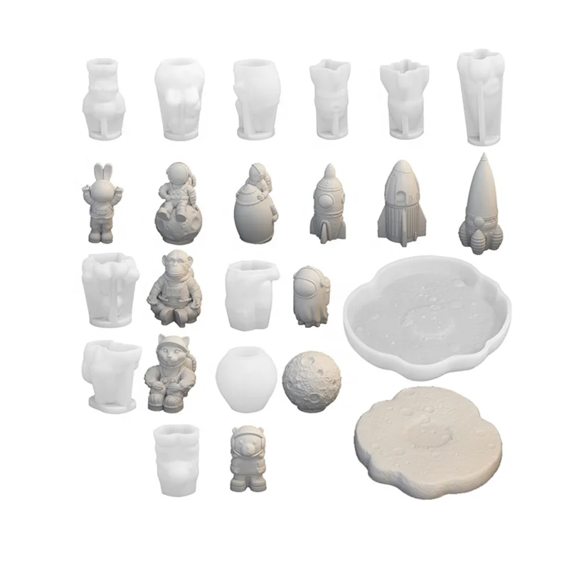 Early Riser diy astronaut candle silicone mold & DIY space model resin silicone mold animal moon plaster glue drop ornaments