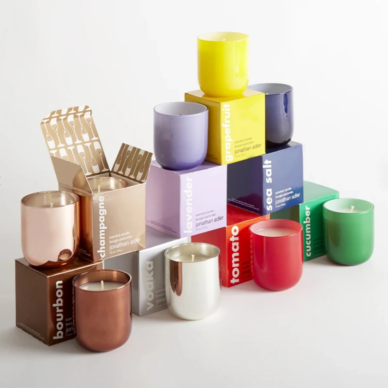 Luxury Color Glass Candle Jars for scented candle container With Custom Packaging gift box