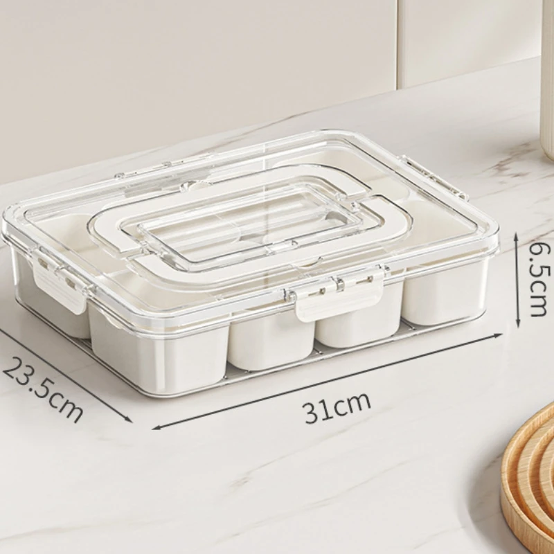 Plastic Kitchen Accessories Divided Spice Snackle Storage Box Portable Divided Serving Tray With Lid