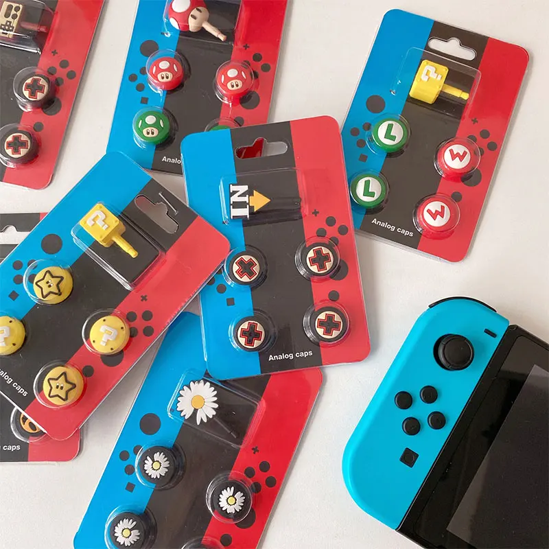 Thumb Grip + dust plug set For Nintendo Switch / NS Oled/ Lite JoyCon Controller Soft Silicone Joystick Protector Case Cover