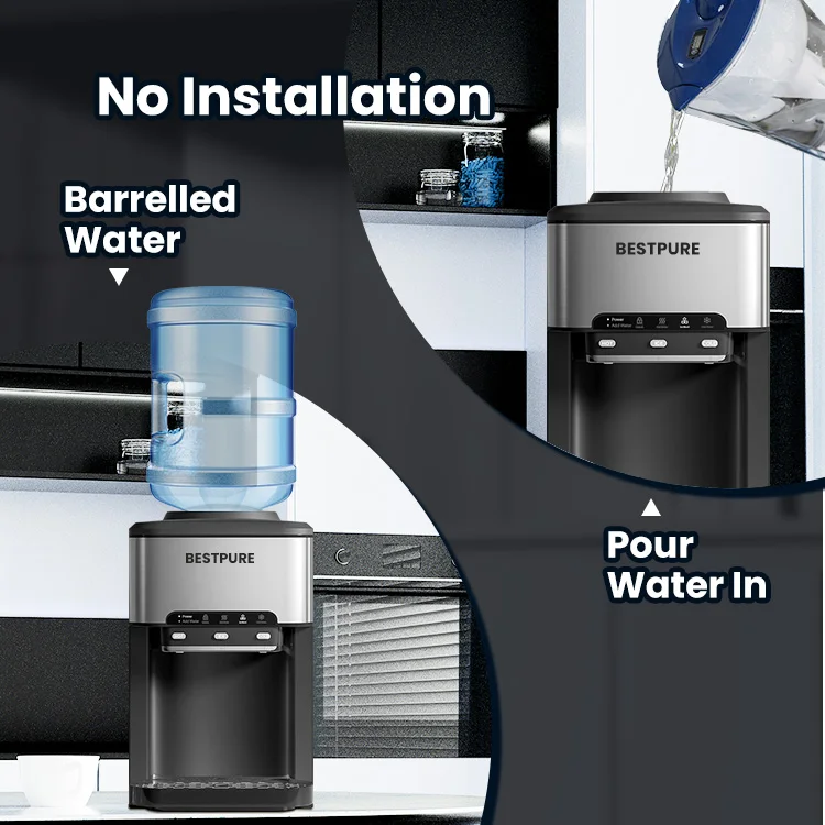 Top Loading Water Bottle Ice Maker Hot and Cold Water Dispenser Desktop Water Cooler