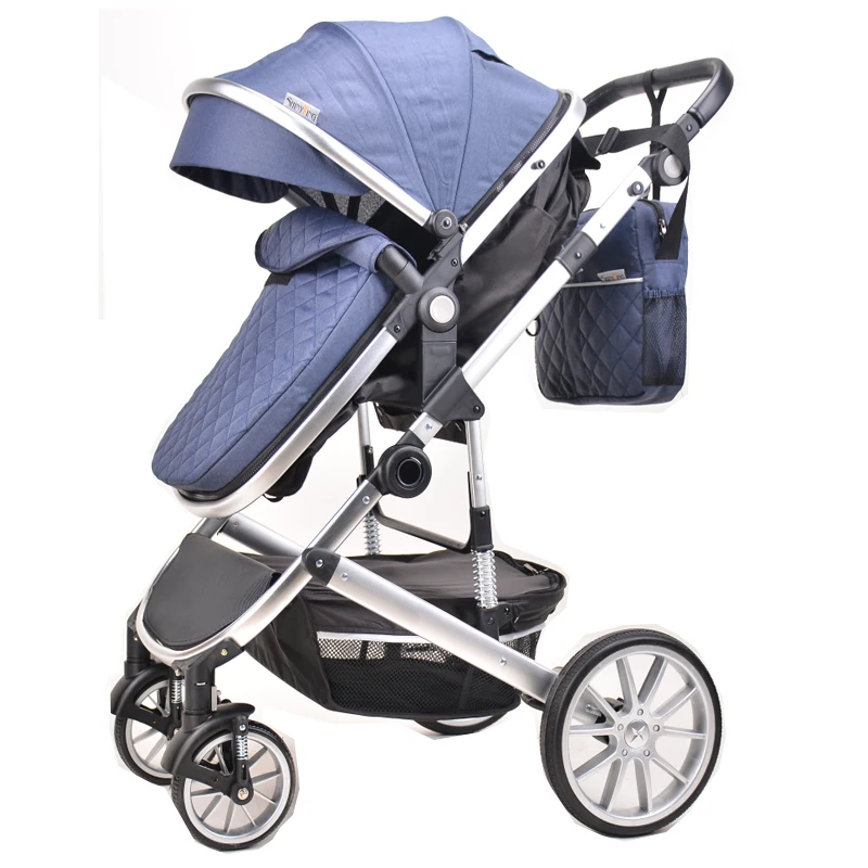 High view car seat bebek arabas high end baby carriage reversible carrycot free cup holder