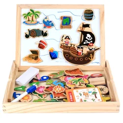 Custom Jigsaw Animal Puzzle Toy Double-Sided Erasable Wooden Mini Magnetic Writing And Drawing Board for Toddlers