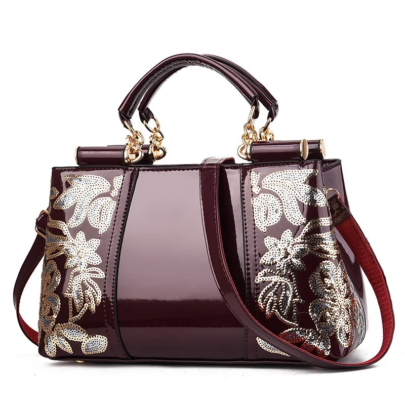 Дизайнерская Черная лакированная кожа Bolso Charol Carteras дешевая сумочка из Китая для