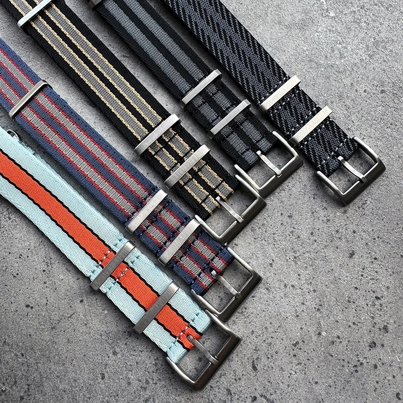 Custom Fabric watch strap 20mm 22mm Twill seatbelt nylon Bracelet Heavy duty Ballistic One Piece Watch Strap