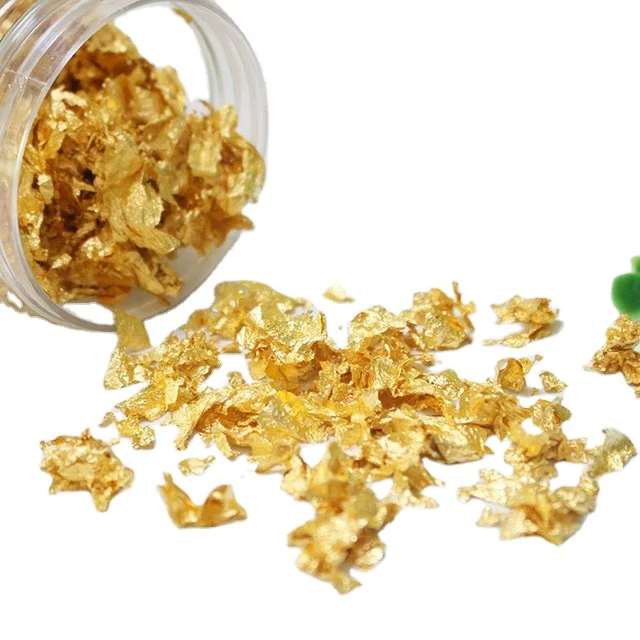 0.1gram/bottle 98.9% 24K Gold  Flakes for Facial Mask Food Decoration Faisal Sprayer Product Edible Genuine Gold Flakes