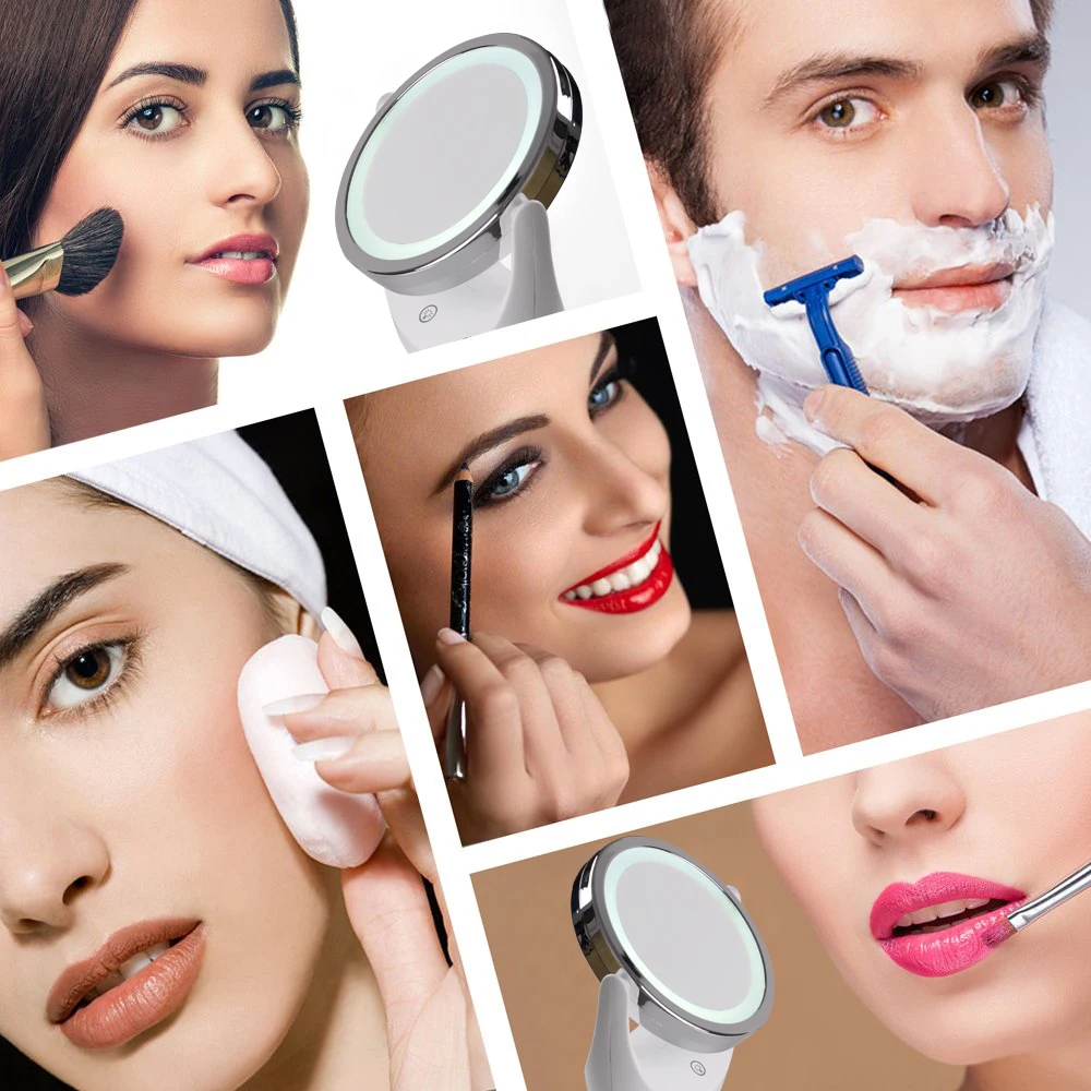 Top Seller  Led Lighted Travel Makeup Mirror Desktop  10x Magnified Make Up Mirror With Lights