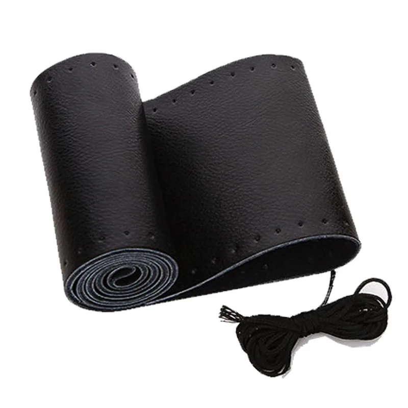 38Cm Leather Soft Anti Slip Cowhide With Needle And Thread Leather Universal Car Steering Wheel Cover