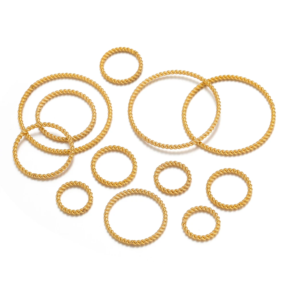 20pcs Stainless SteelSpiral Round Twisted Big Circles Ear Wire Hoops Pendant Connectors for DIY Jewelry Earrings Making Findings