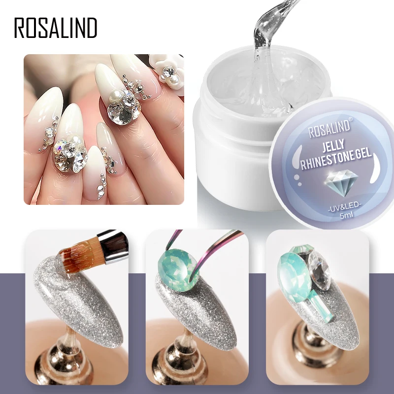 Rosalind non toxic vegan jelly solid acrylic uv gel varnish strong nails art drill rhinestone jewelry gem bond gel glue adhesive