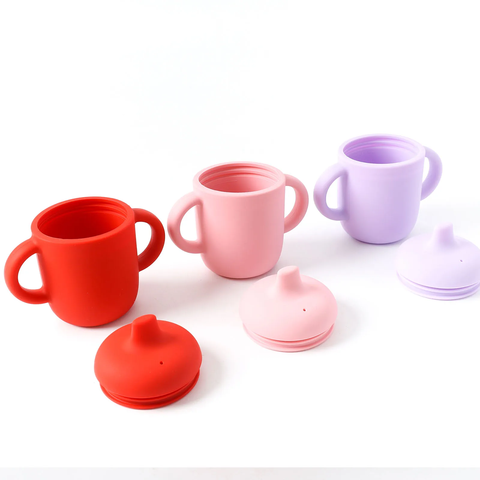 BPA FREE Baby Clear Silicone Cup with straw  leak proof SIPPY CUP for Toddlers No Spill Silicon Baby Weaning Sippy Cup