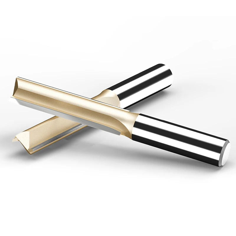 HUHAO 1/2 And 1/4 Inch Shank Two Flutes Straight Cutter Tungsten Wood Router Bit British System For Woodworking