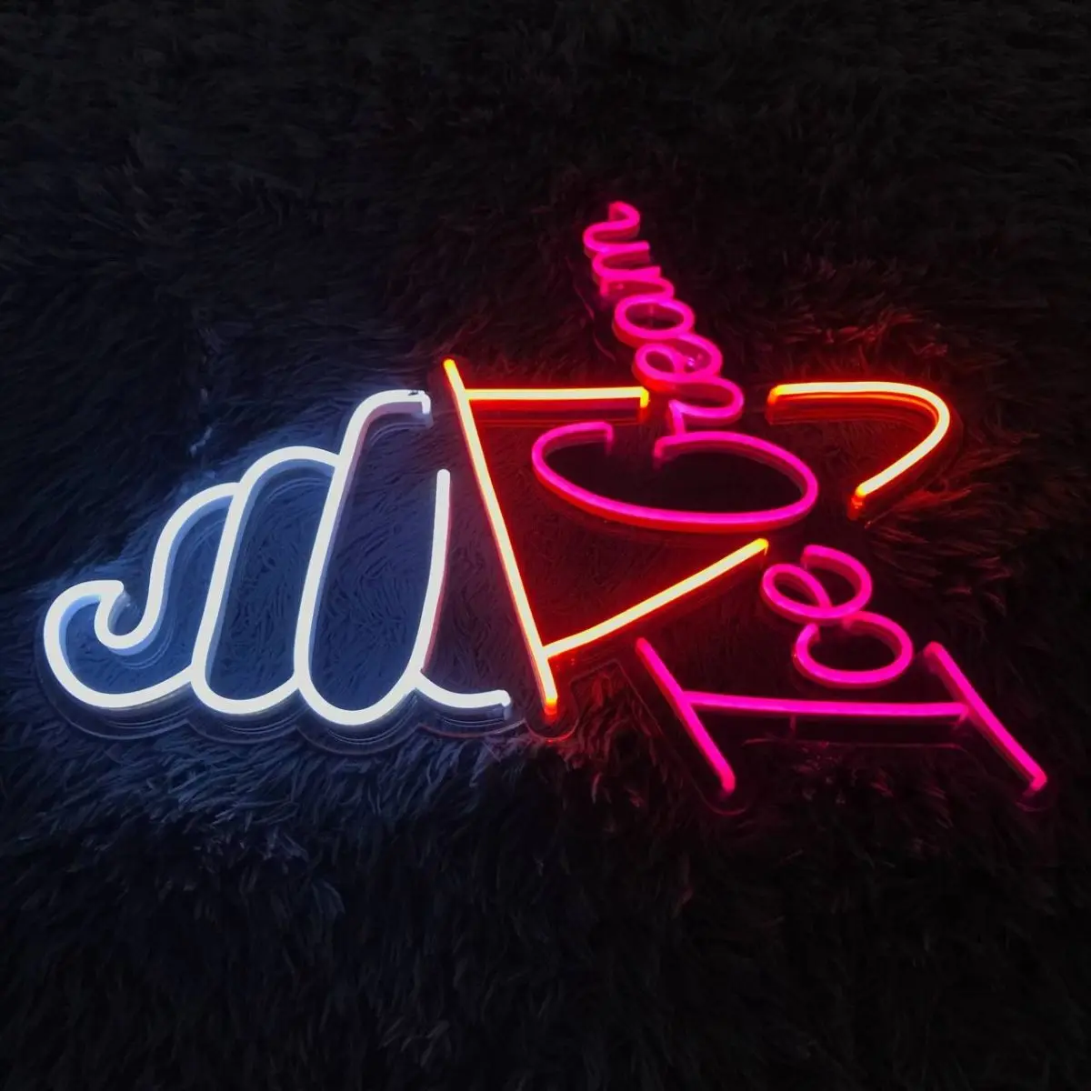 Ice Cream Neon Sign for Business Ice Cream Bar Sign Decor for Drinking Bar Party Bedroom Shop Windows and Doors Decoration