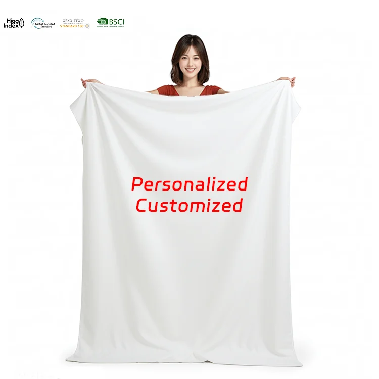 On Demand Printing Personalized Fluffy Sherpa Fleece Plush Throw Custom Blankets For Home Decor