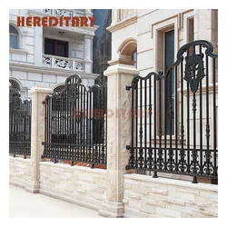 outdoor red antique fencing precisely casted flower metal villa road fence decorations with spear top