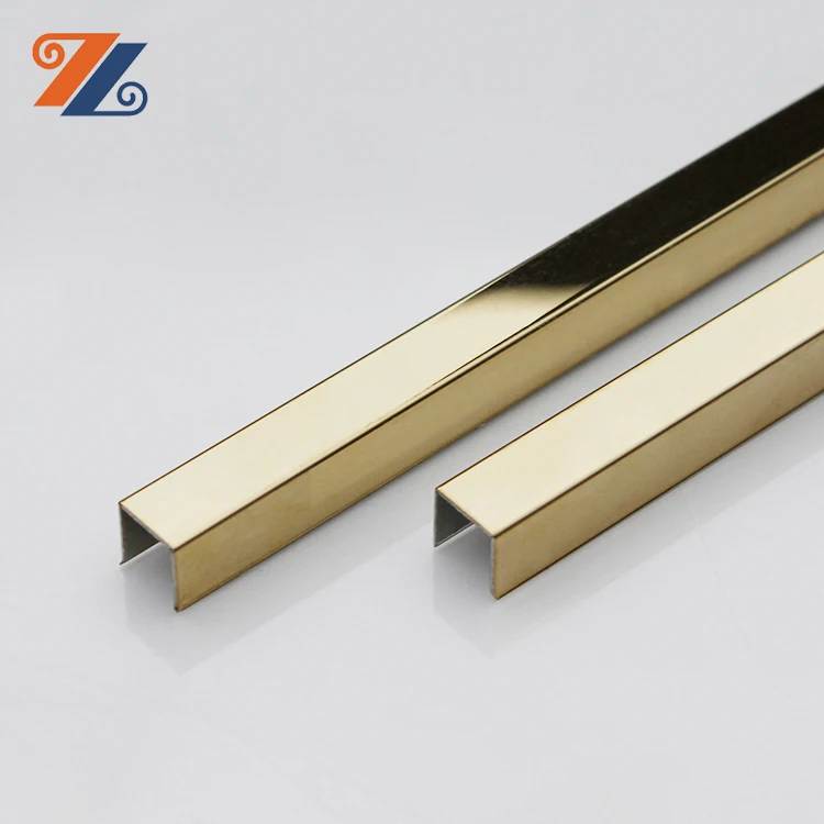 ASTM 201 304 Gold Mirror Hairline Stainless Steel Metal Surface U Channel Profile for Wall Decoration