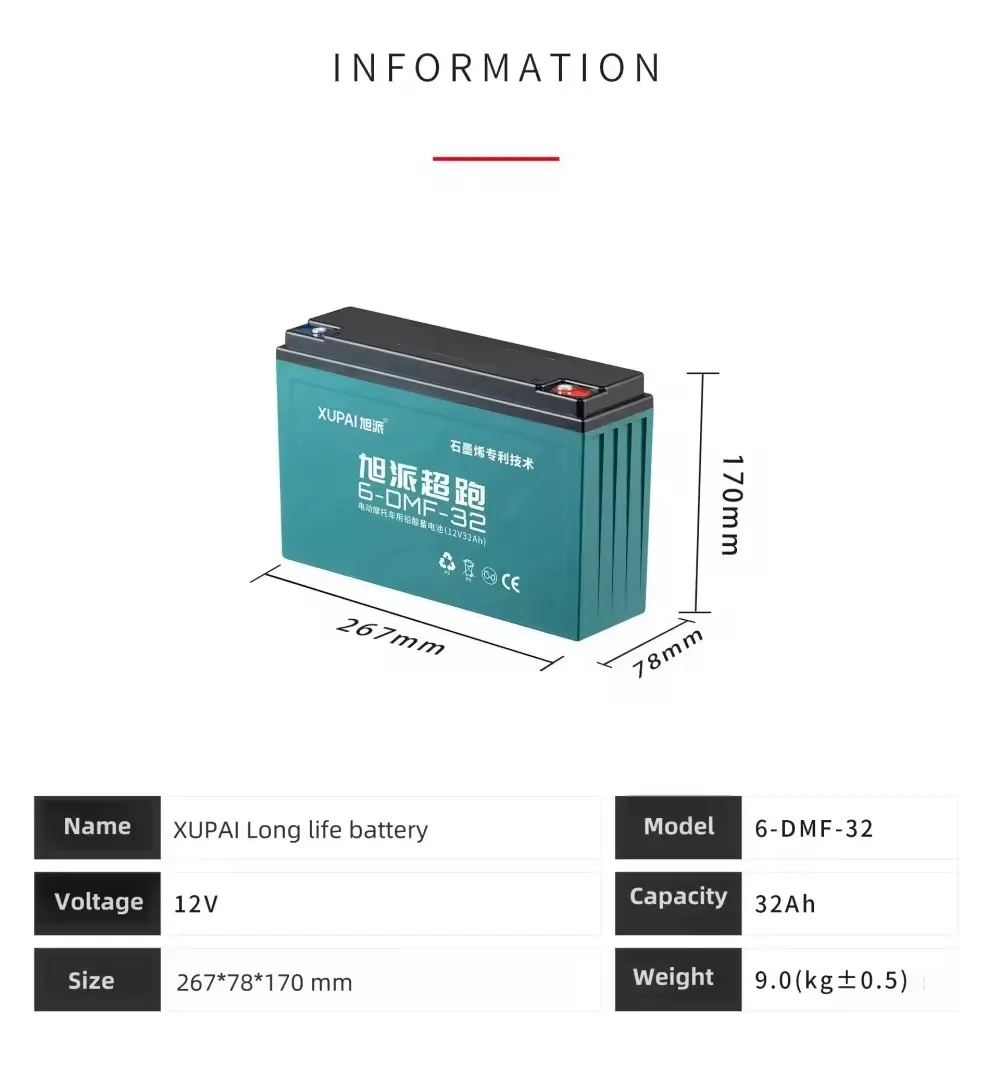 12 Volt 6-DMF-32 32AH vrla type batteries electric tricycle battery with high quality