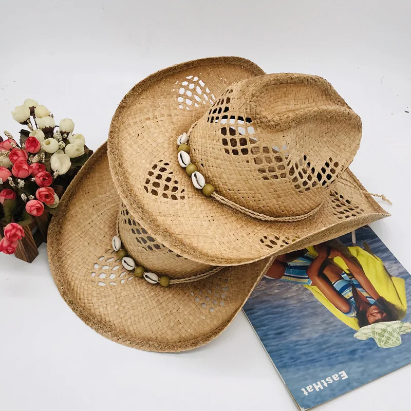 Holiday Men unisex adult  Roll Brim Lafite straw hat spray painted cowboy hat