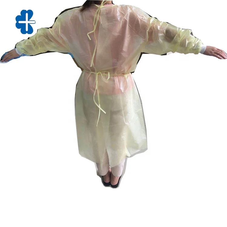 Водоотталкивающий одноразовый нетканый полипропиленовый изоляционный халат желтый