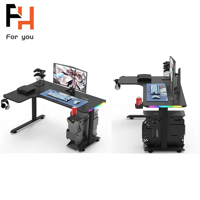 RTS черный игровой компьютерный стол для домашнего офиса rgb ПК