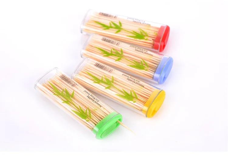 OEM LOGO  Disposable Double Point bamboo toothpicks wood toothpicks with plastic bottle