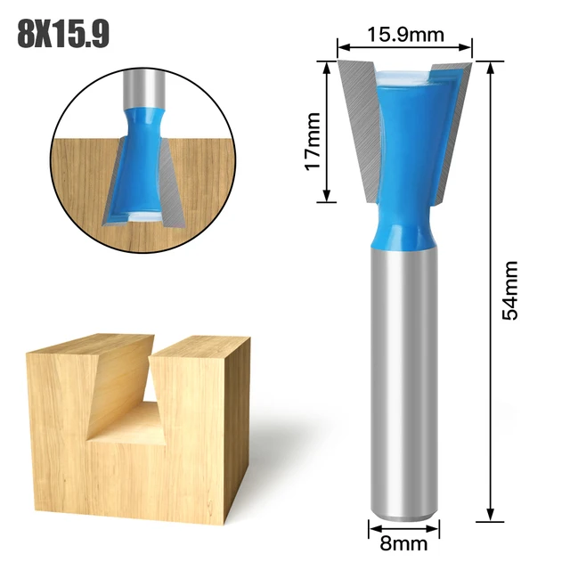 ALPHA 8MM Shank Woodworking Milling Cutter 14 Degree Cutter Dovetail Jointer Router Bits For CNC Dovetail Machine