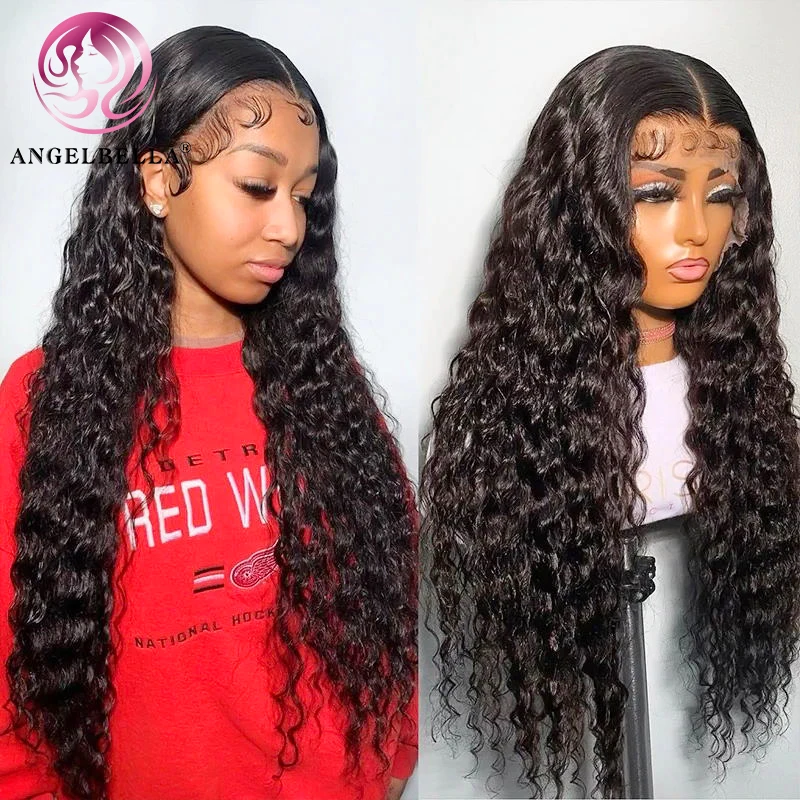 AngelBella Best Lace Wig Vendors Frontal Wig Human Hair Water Wave 13x4 Transparent Lace Frontal Wigs For Black Women