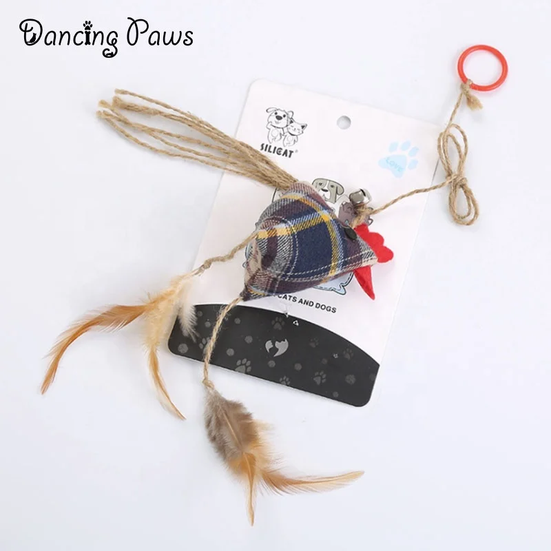 Finger Ring Cat Teasing Toy Interactive Cotton Sisal with Feather Cat Toys