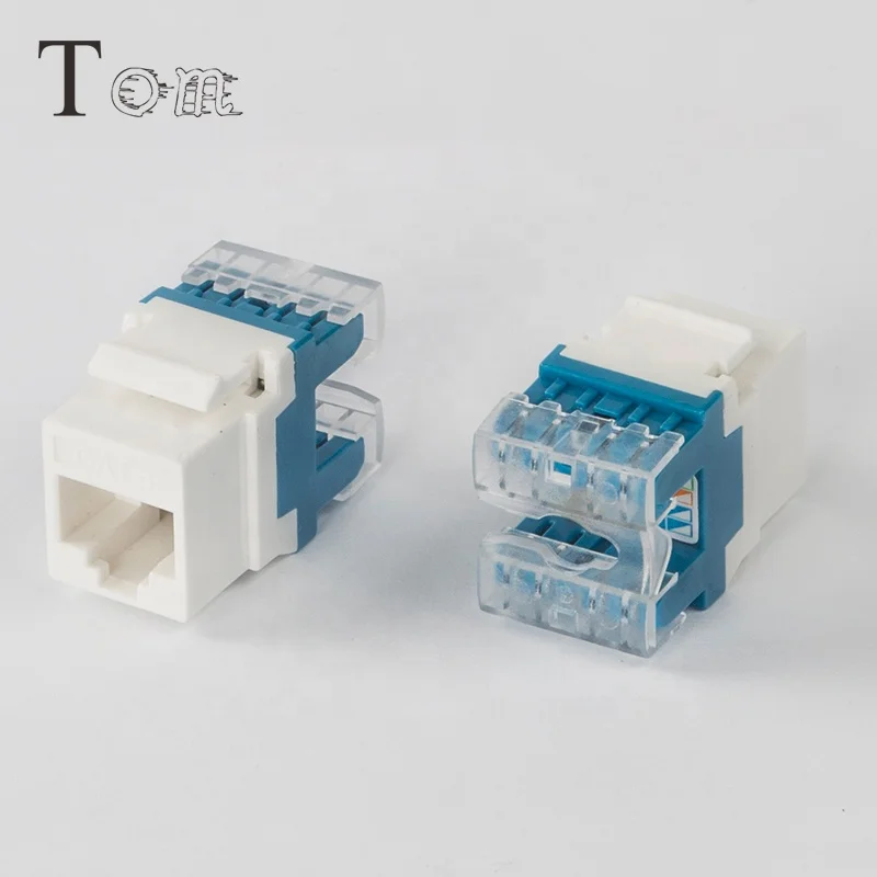 TOM-KJ-04 CAT5E/CAT6 UTP Keystone Jack Punch down type, 180 degree UTP RJ45 Cat6 Keystone Jack For Patch Panel and faceplate