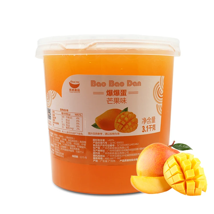Mango High Selling Private Label Boba Popping Pearls Fruit Juice bursting Ball Boba Bubble Tea Ingredients