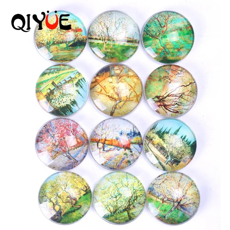 
Wholesale Round Shape Tree Of Life Holiday Tree Glass Magnet For Refrigerator Decor 