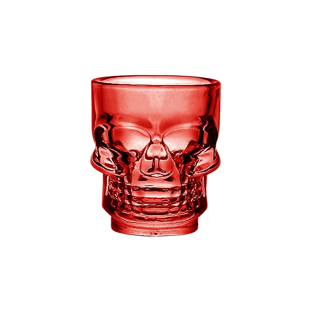Wholesale Cheapest Price Customized Color Special Shaped  Glass Skull Shot Glasses Mini Whiskey Vodka Shot Glass Cups