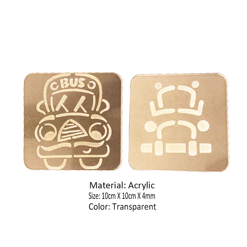 Back To School Bus Cookie Fondant Embossed Mold, Fondant Biscuit Embosser Stencil With Cookie Cutter