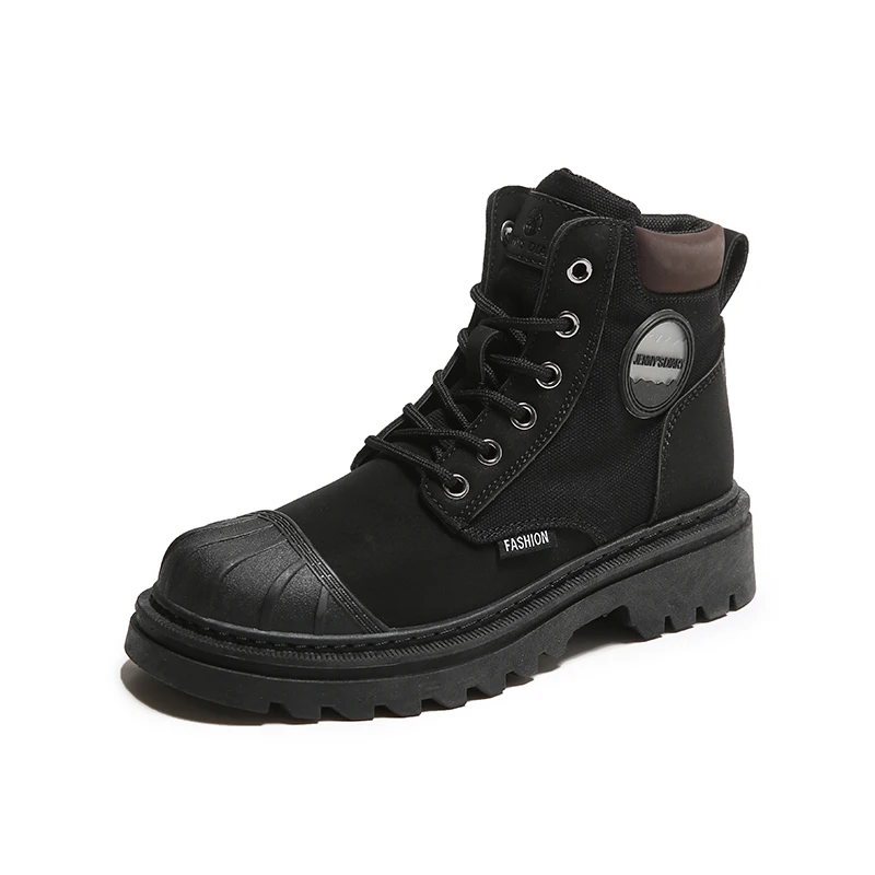 New Canvas Shell Head Martin Boots Short Boots, Work Suit Boots with Thick Sole, Tall and Slim PU Adult Men Winter Shoes Rubber