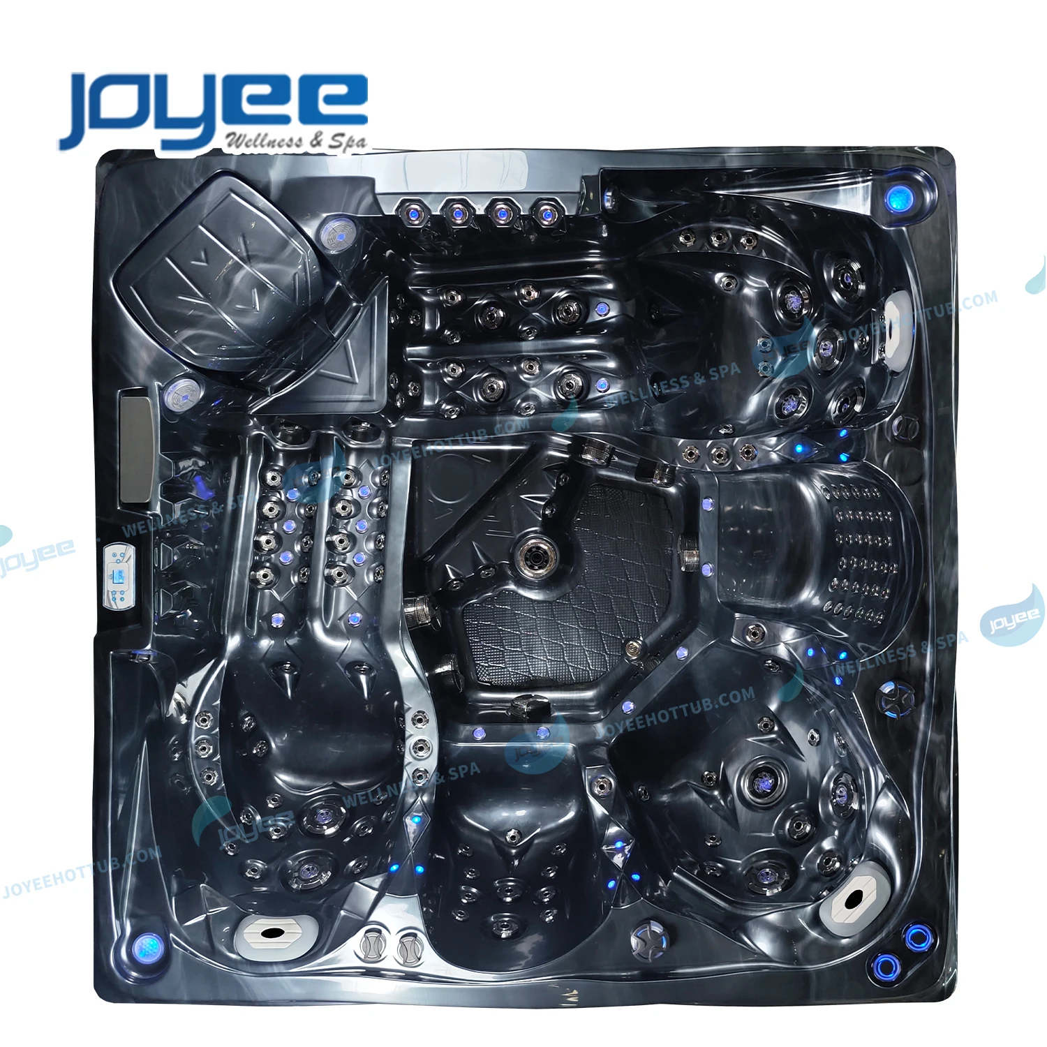 JOYEE Europe luxury hydro Black spa hot tub acrylic balboa freestanding whirlpool outdoor with music speaker and waterfall
