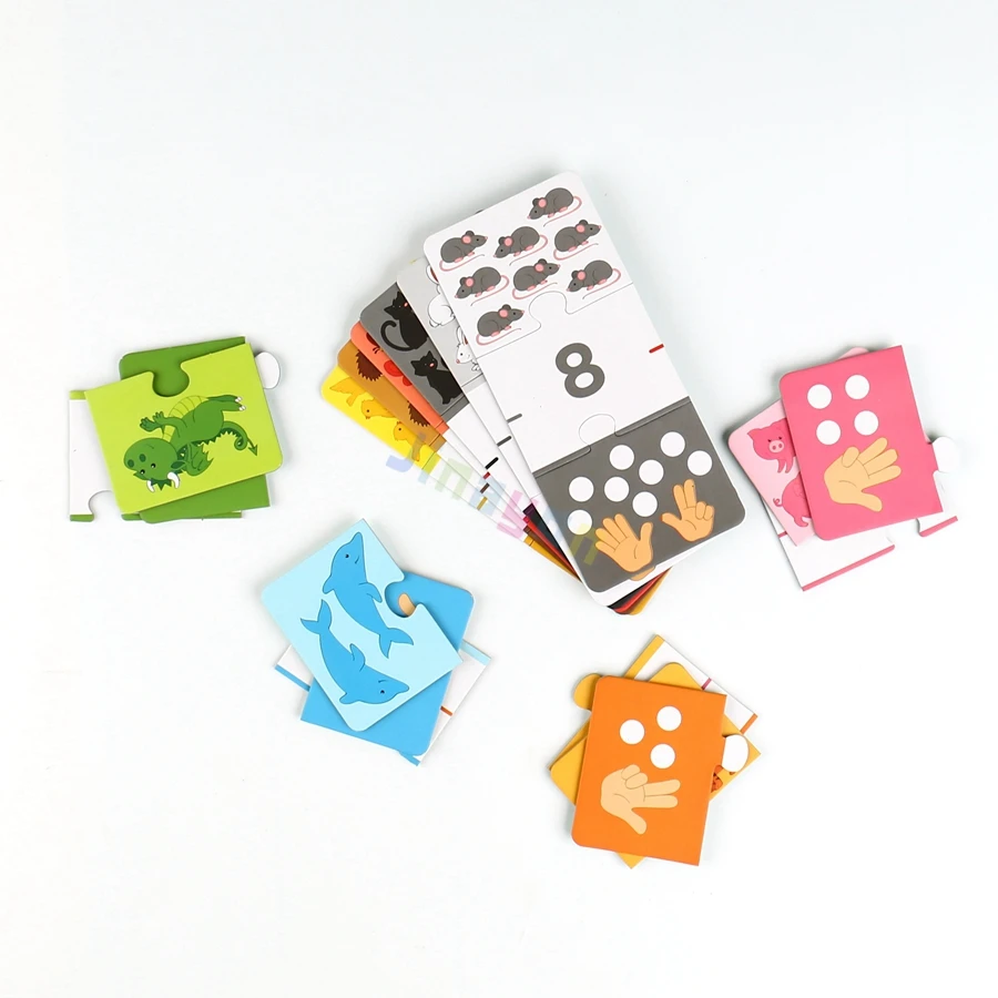 Custom Animal Educational Domino Flash Cards Jigsaw Puzzles for Kids Number Cognition Brain Training Top Quality