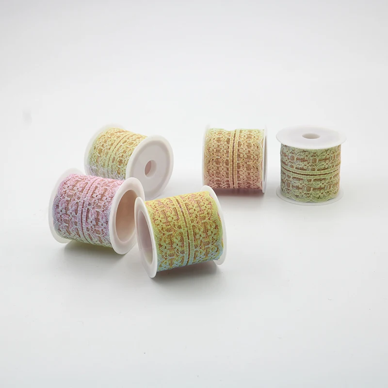 
Gradient Lace Gradient Color Rainbow Wave Bow Barcode Water Soluble Embroidery Lace Garment Accessories Factory Direct Sales 