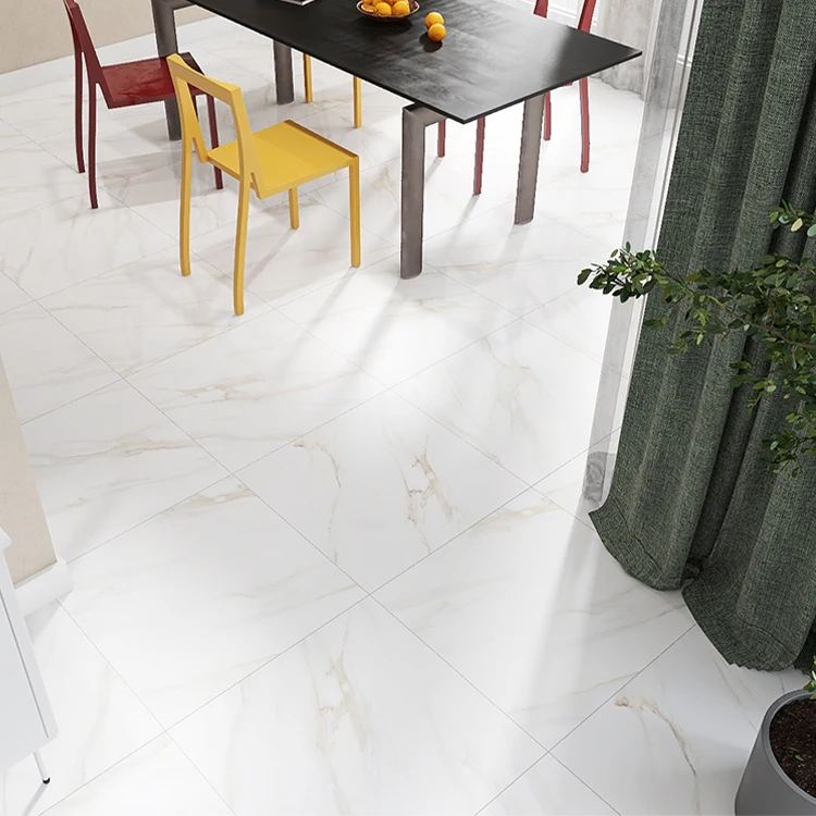 Foshan Factory Carrara White Marble Effect Italian Travertine Floor Ceramic Full Body Polished Glazed Tile 600x600 Flooring