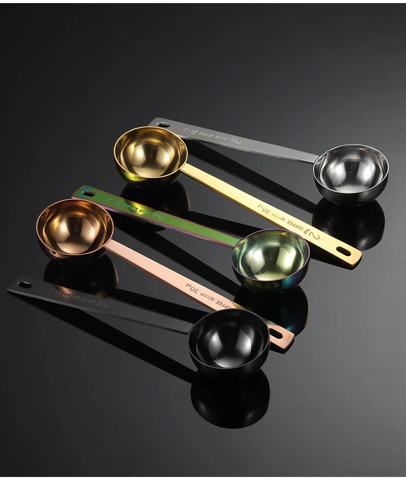 Stainless Steel Silver Welding Measuring Spoon with Handle Titanium Plated Gold Colorful Kitchen Baking Supplies