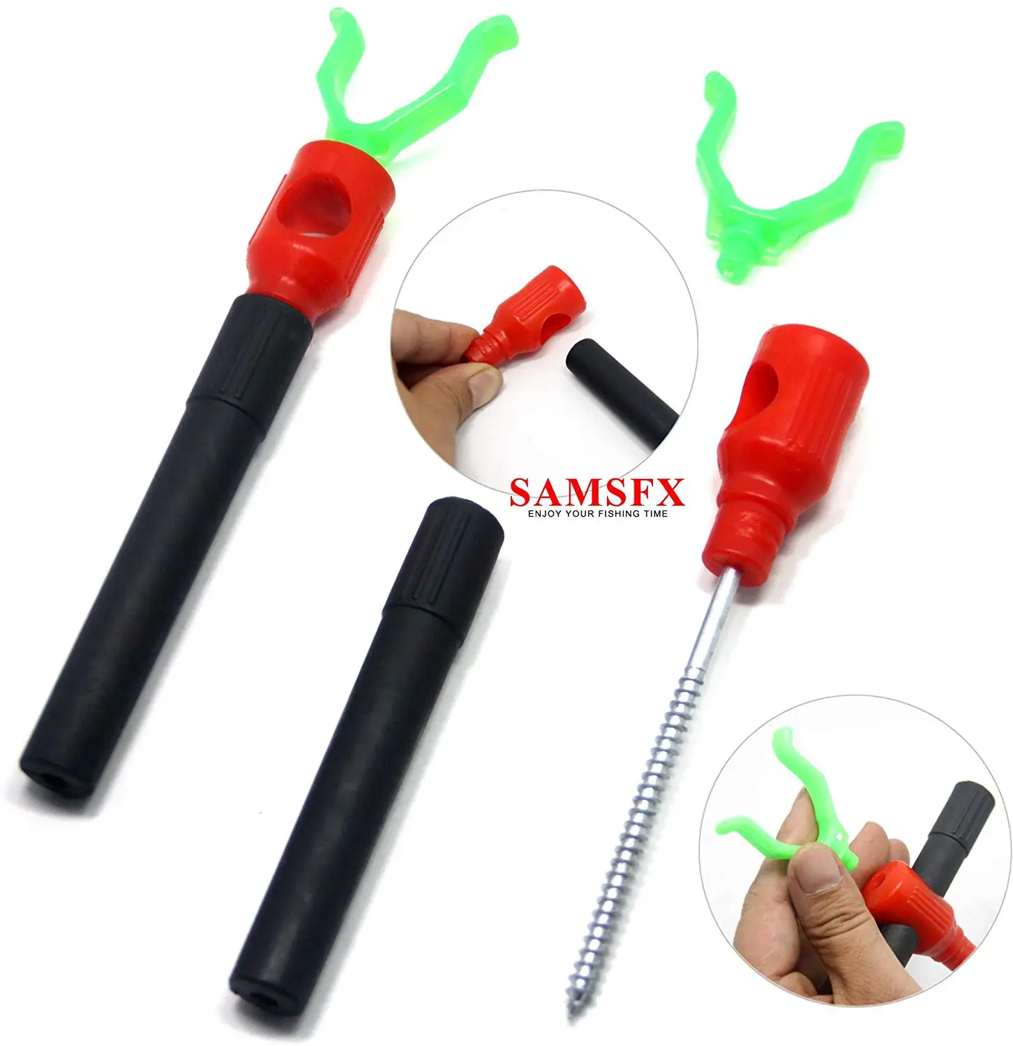 SAMSFX Ice Fishing Nails Tent Bracket Holder Twist Drill W/Rod Rack 2-Pack