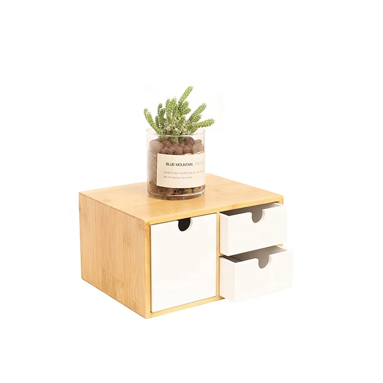 Wholesale custom stationery storage table bamboo MDF office desk organizer box, storage organizer for desk
