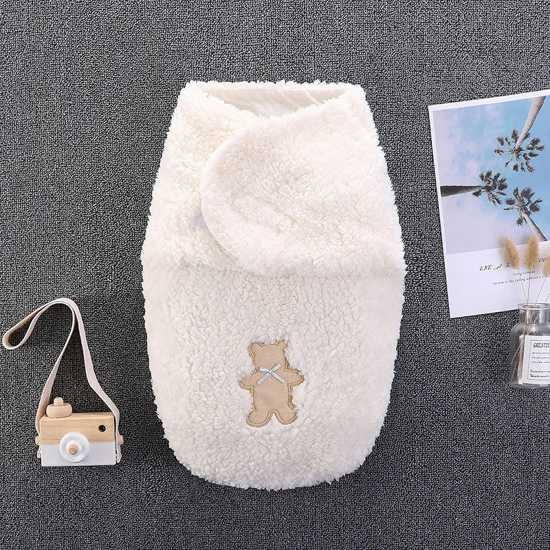 Hot selling newborn baby double layer thickening warm solid color knitted swaddle blanket for autumn and winter