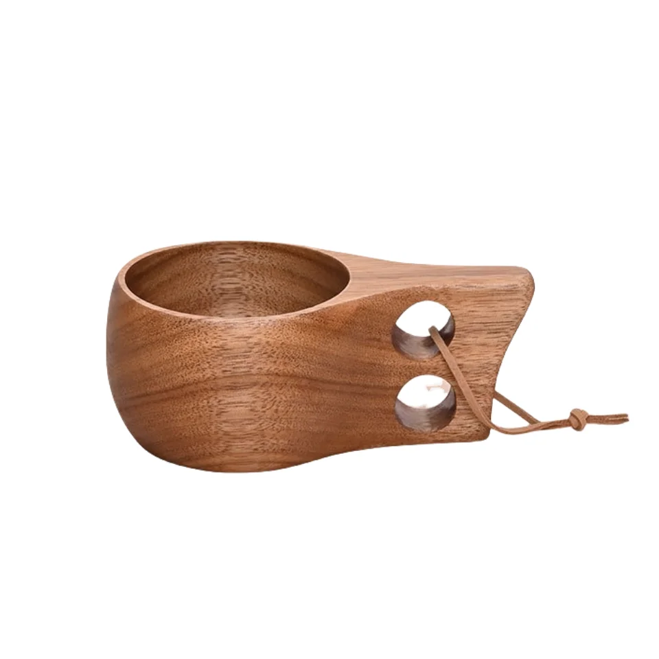 solid wood Hiking Cup Camping Bowl funny design durable Handcarved Camping coffee Mug