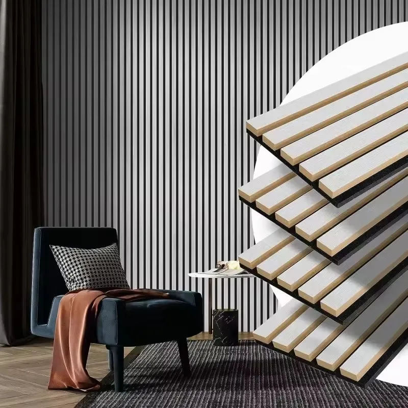New Product DIY Self Adhesive Decorative Acoustic Panels Wall Interior Slat Sound Wall Panels