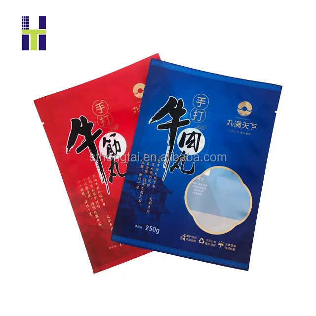 Custom Printed Three Side Seal Bag for Frozen Dumplings Plastic Packaging Vacuum Bag for Frozen food