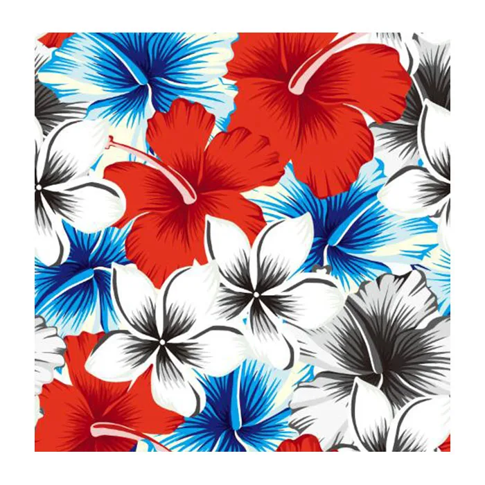 Hot sell vibrant hibiscus flowers customize digital printing cotton and spandex fabric breathable for clothing