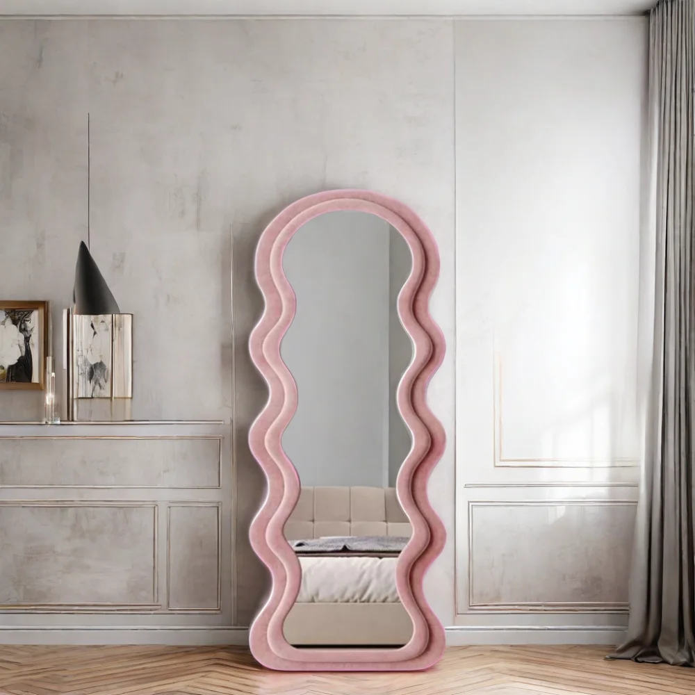 Wholesale flannel framed vintage wave furniture dressing mankeup toilet hanging wall floor full body mirror espejo spiegel miroi