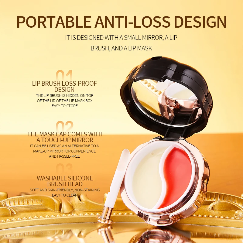 Custom Logo 2 in 1 Kiss Lip Mask Care Sleeping Lip Set Nourishing Soothing Beauty Temperature Change Color Mouth Orange Lipmask