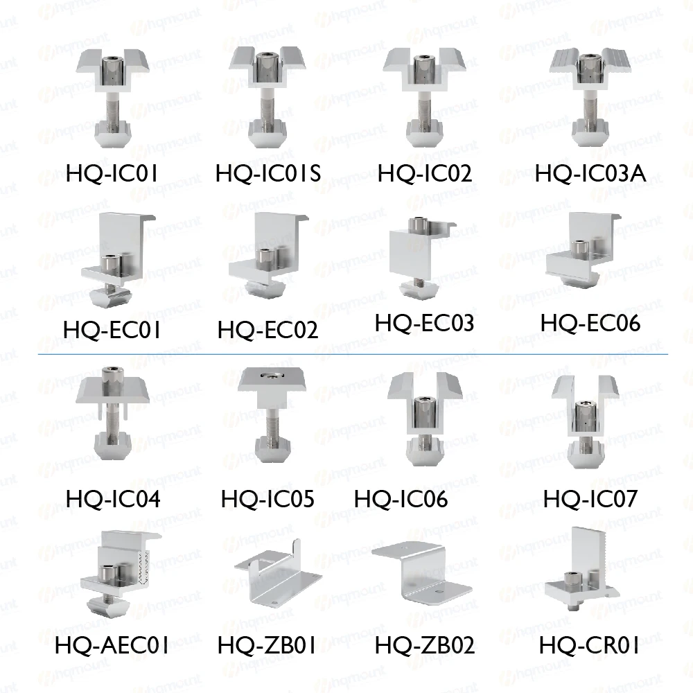 PV Mid  End Clamp Manufacturer Solar Panel Mounting Kit Ground Rail Mounting Middle Clamp Accessories For Solar System